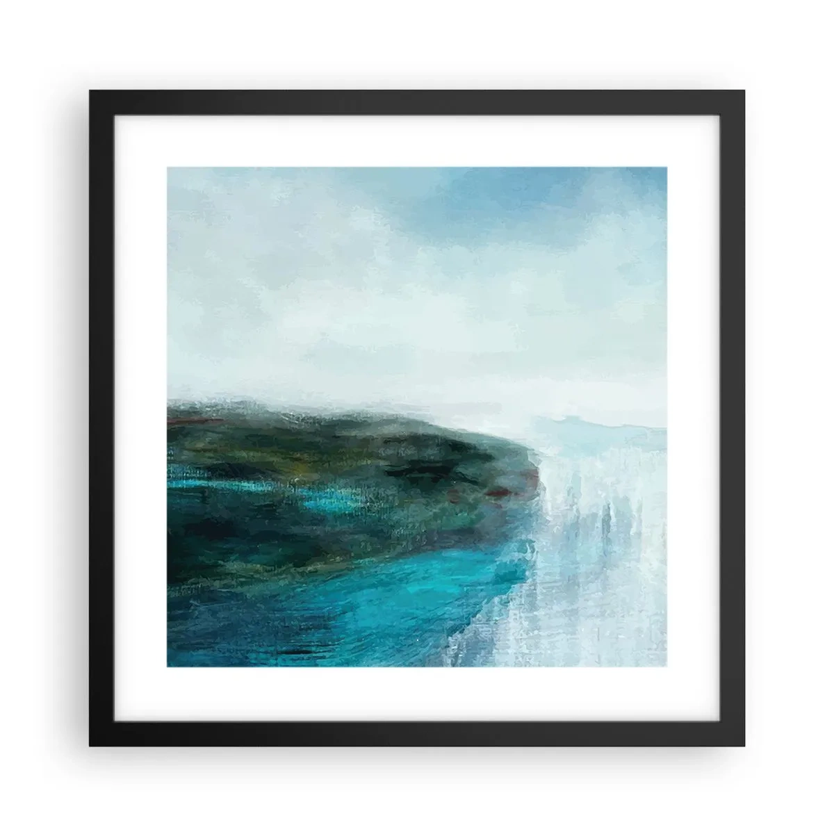 Plakat i sort ramme - Marin abstraktion - 40x40 cm