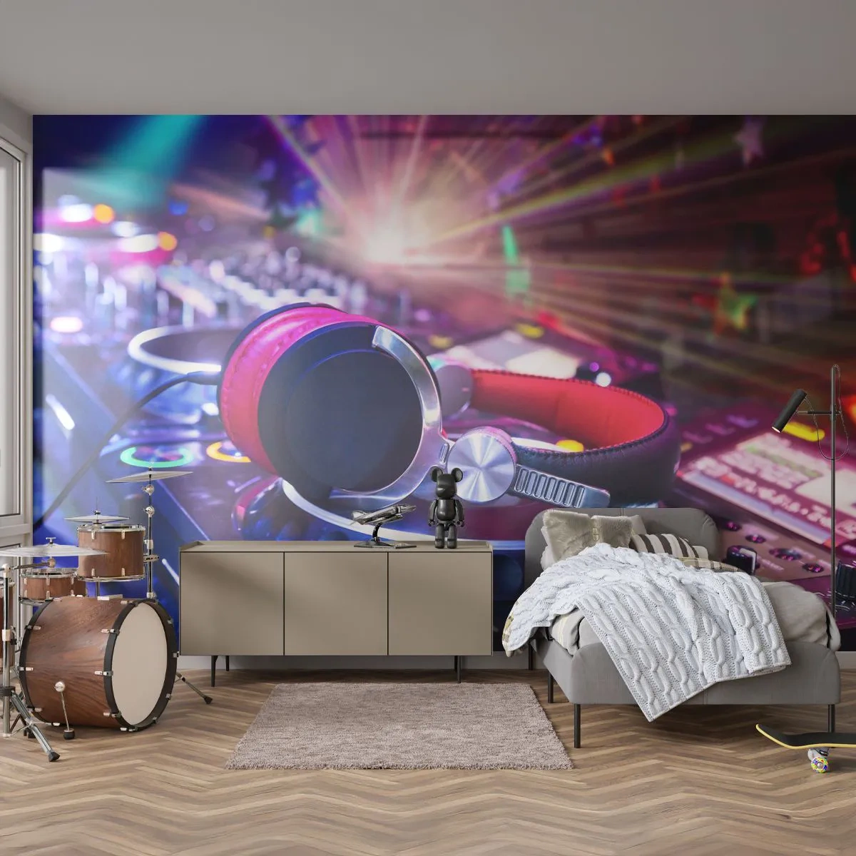 Fototapet Premium Canvas - Det vil ske, det vil ske - musik, Musikstudie, Hovedtelefoner - 400x280 cm