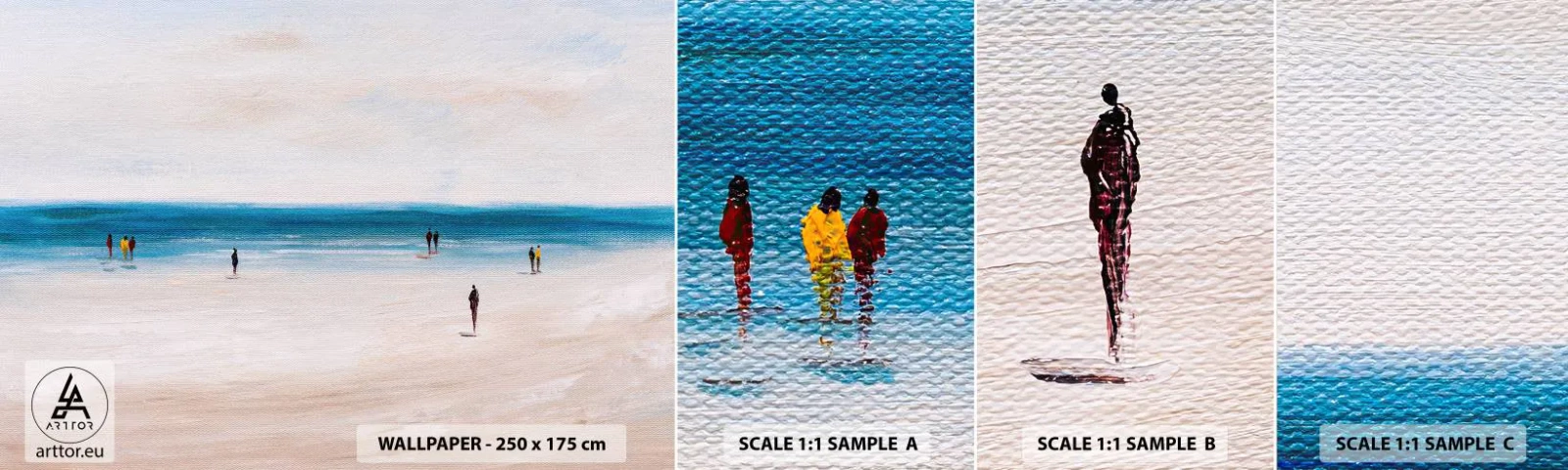 Prøve Fototapet Selvklæbende Deluxe Sticker - Et naturligt behov - Strand, Mennesker, Minimalisme - 100x30 cm