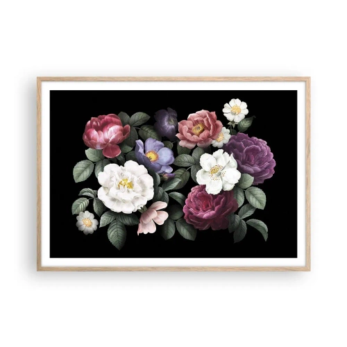Plakat i ramme af lyst egetræ - Fra en engelsk have - 100x70 cm