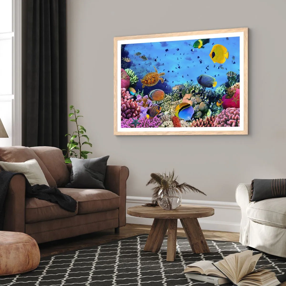 Plakat i ramme af lyst egetræ - Og hvad ved vi om livet... - 100x70 cm