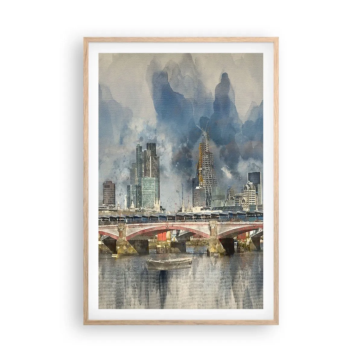Plakat i ramme af lyst egetræ - London i al sin pragt - 61x91 cm