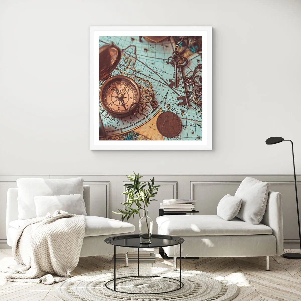 Plakat i hvid ramme - For eventyreren - 50x50 cm