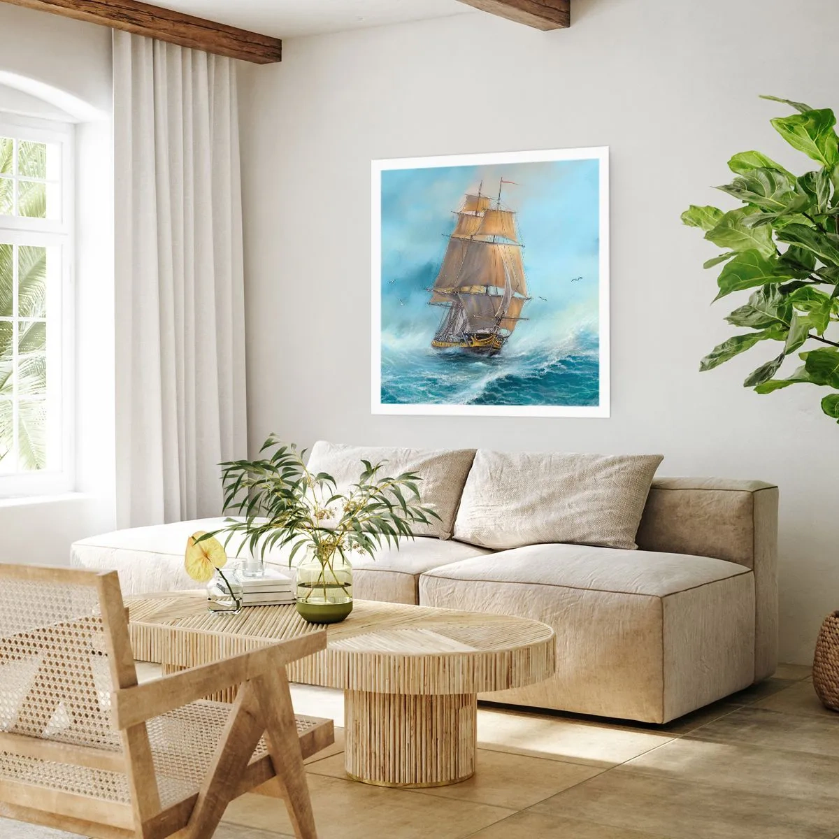 Plakat - Bølgende gennem bølgerne - 40x40 cm