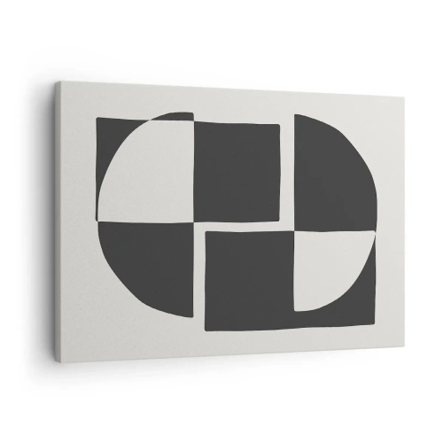 Lærredstryk - Billede på lærred - Abstrakte geometriske former i sort-hvid - 70x50cm - Antitese - syntese - Moderne vægdekoration til stue og soveværelse ARTTOR