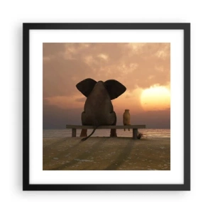 Plakat i sort ramme - Det er godt at være stille sammen - 40x40 cm