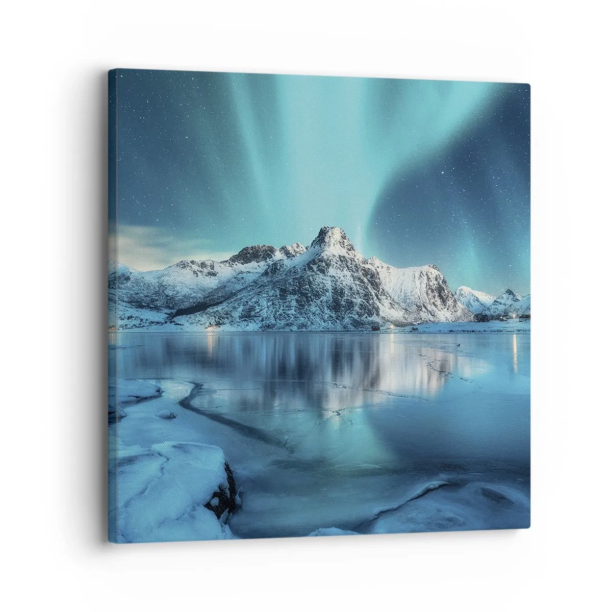 Lærredstryk - Billede på lærred - Nat med lys - 30x30 cm