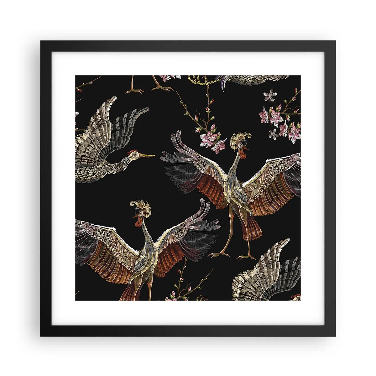 Plakat i sort ramme - Eventyrlig fugl - 40x40 cm