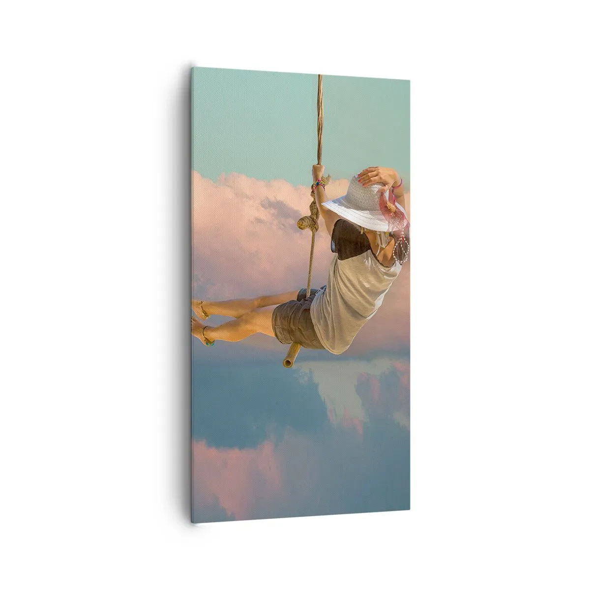 Lærredstryk - Billede på lærred - Sjov i skyerne - 65x120 cm