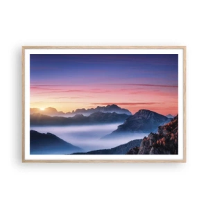 Plakat i ramme af lyst egetræ - Over dalene - 100x70 cm