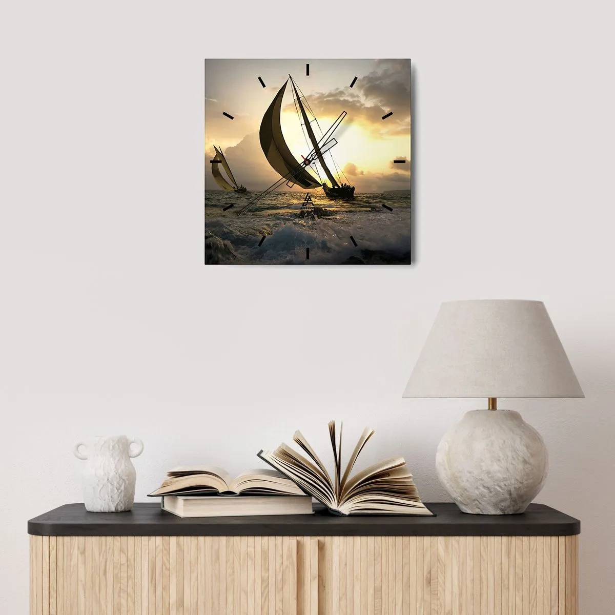 Vægur, Uret - I medvind og modvind - 40x40 cm