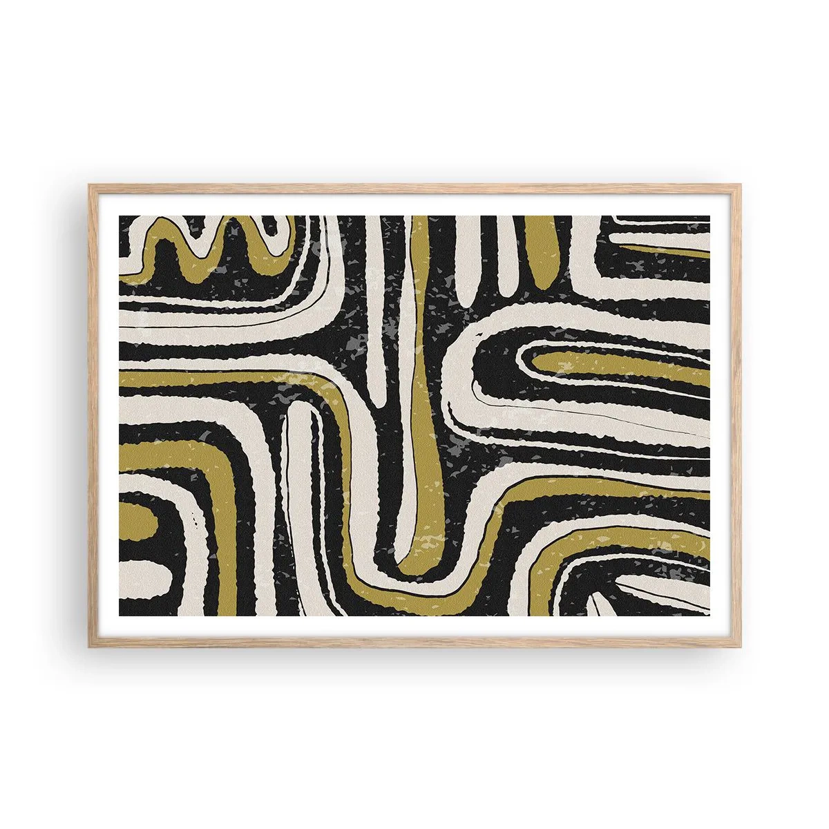 Plakat i ramme af lyst egetræ - Komposition: stier og gyder - 100x70 cm