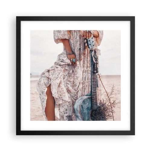 Plakat i sort ramme - Børn blomster på vej - 40x40 cm