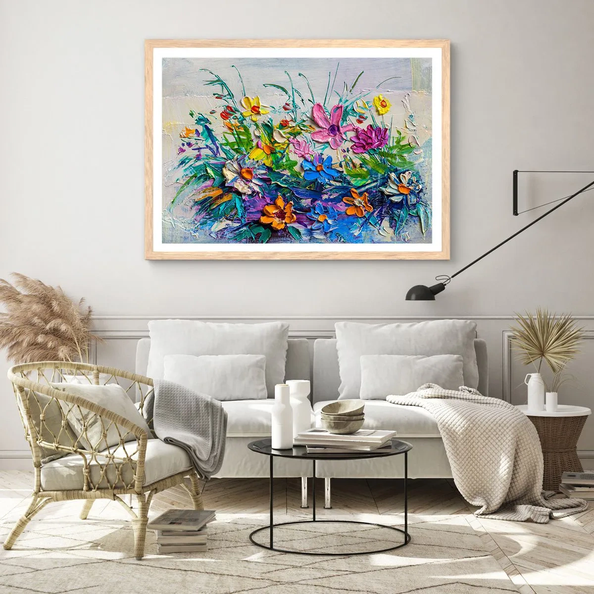 Plakat i ramme af lyst egetræ - Overhovedet ikke et stilleben - 100x70 cm