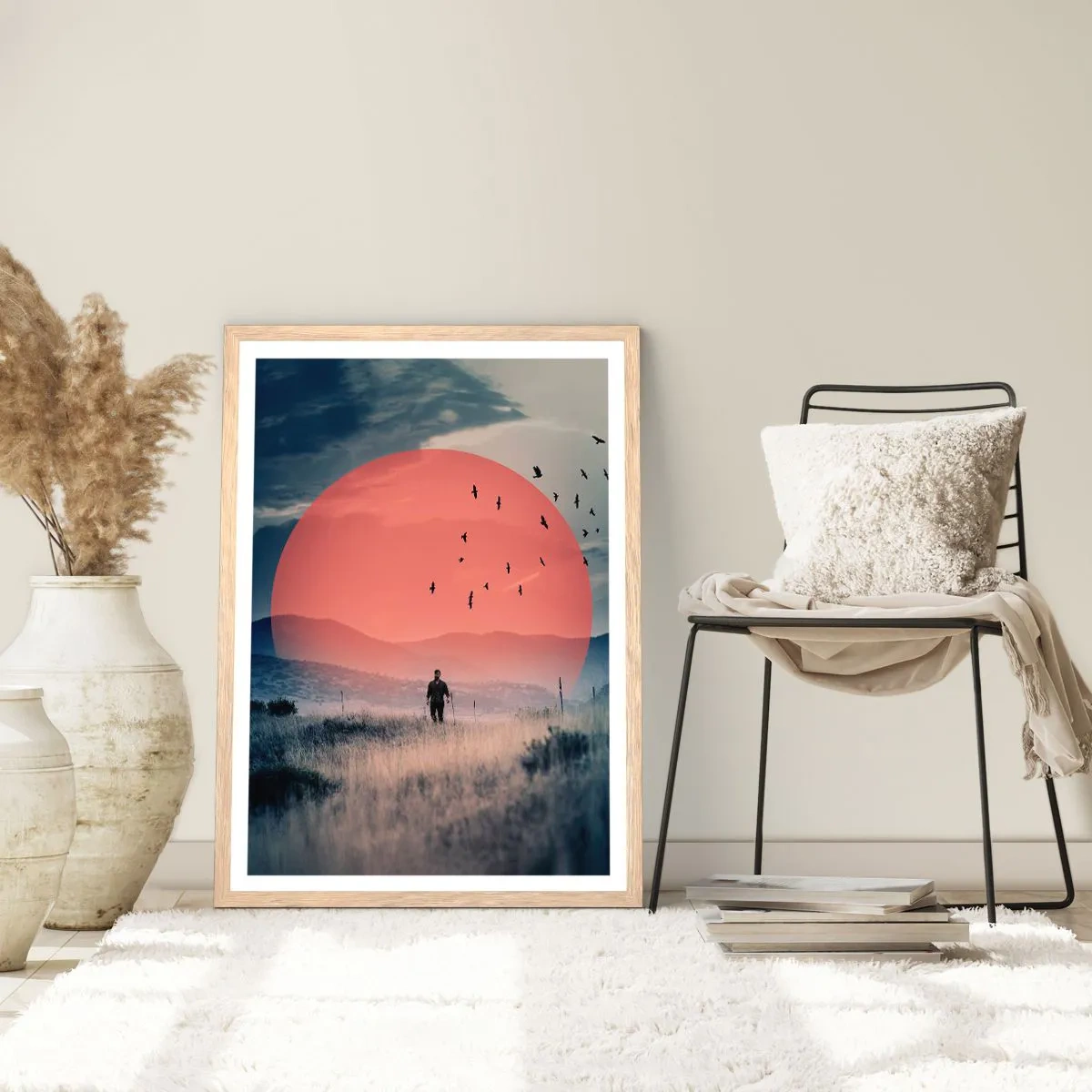 Plakat i ramme af lyst egetræ - I sine elementer - 50x70 cm