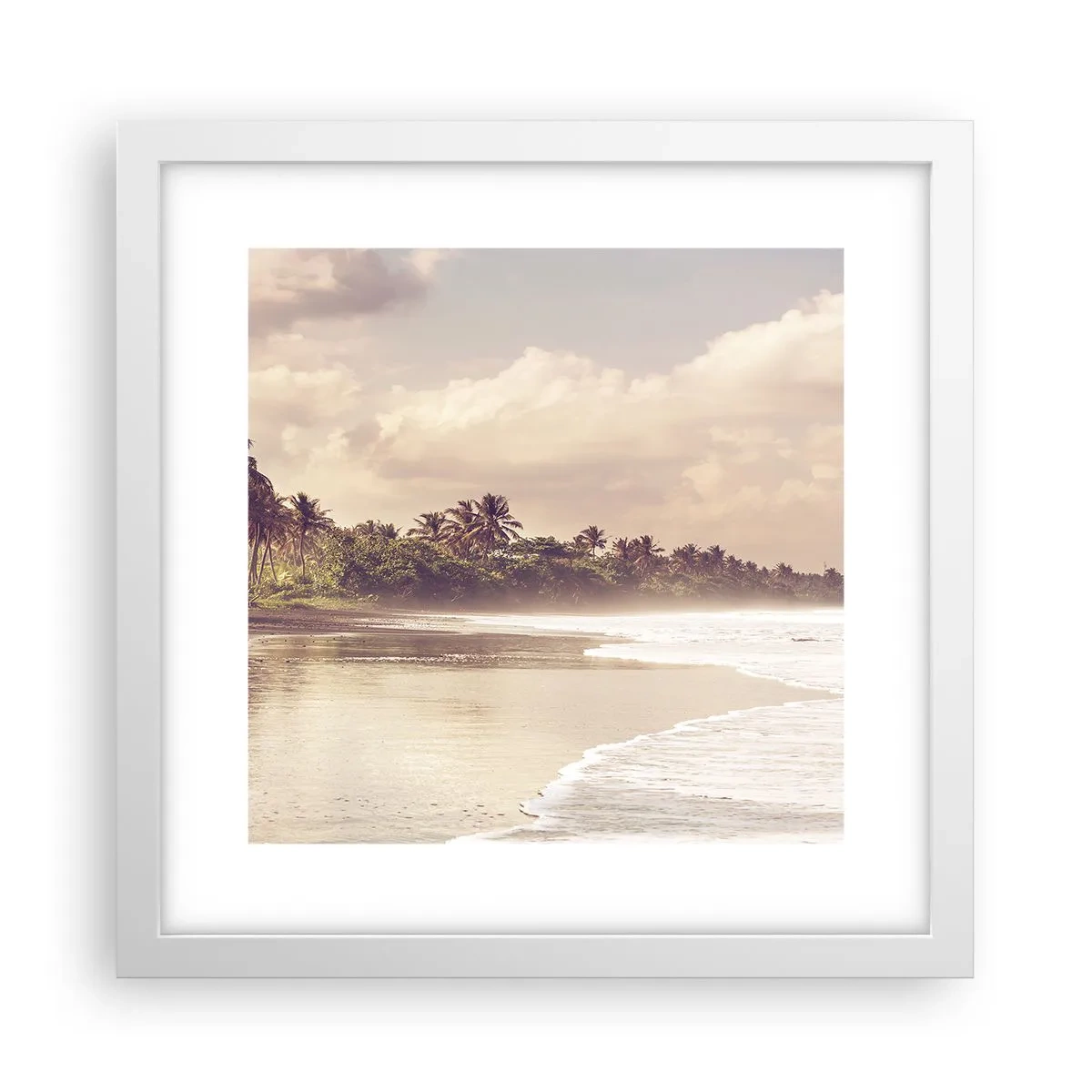 Plakat i hvid ramme - Kærtegner bølgerne - 30x30 cm