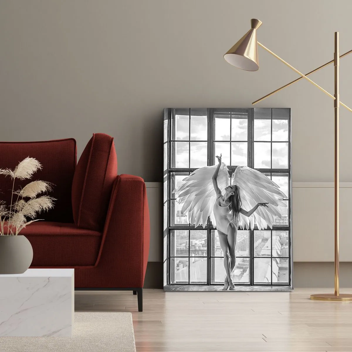 Lærredstryk - Billede på lærred - Englenes by? - 65x120 cm