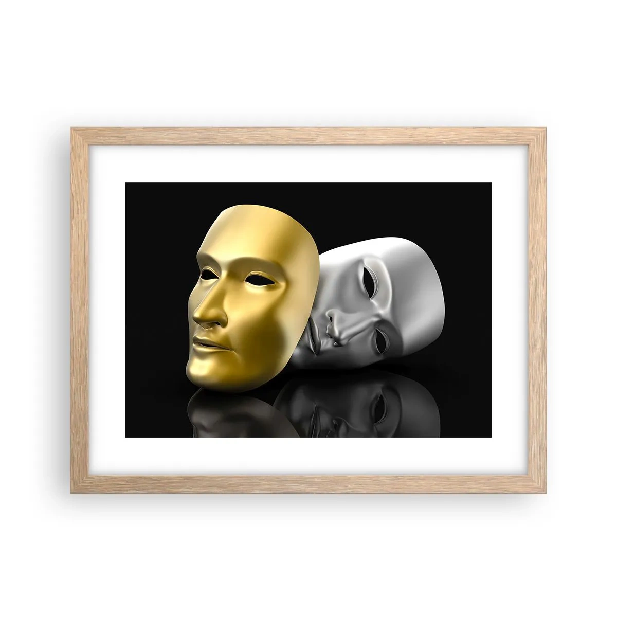 Plakat i ramme af lyst egetræ - Livet er teater - 40x30 cm