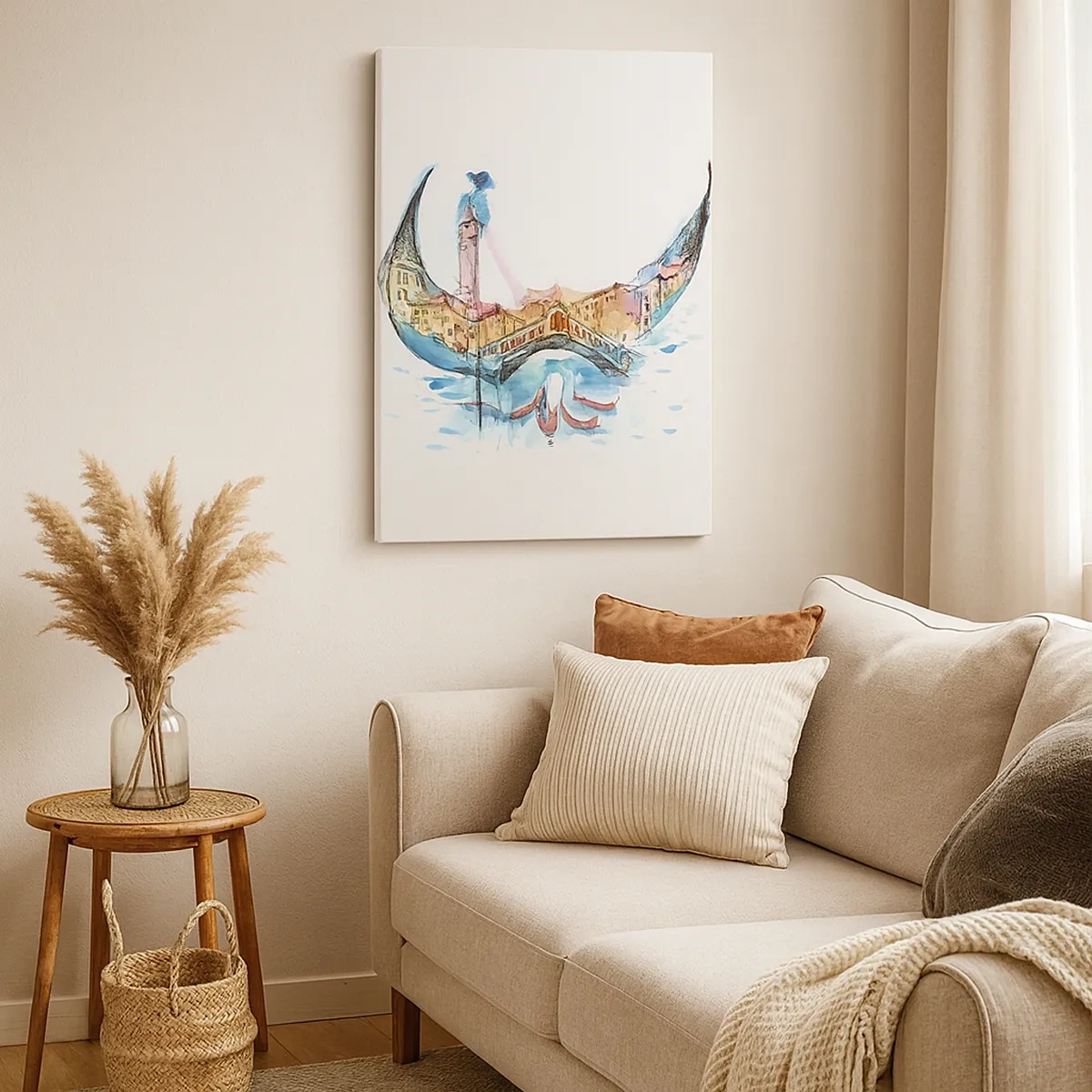 Lærredstryk - Billede på lærred - Vi sejler gennem byen - 50x70 cm