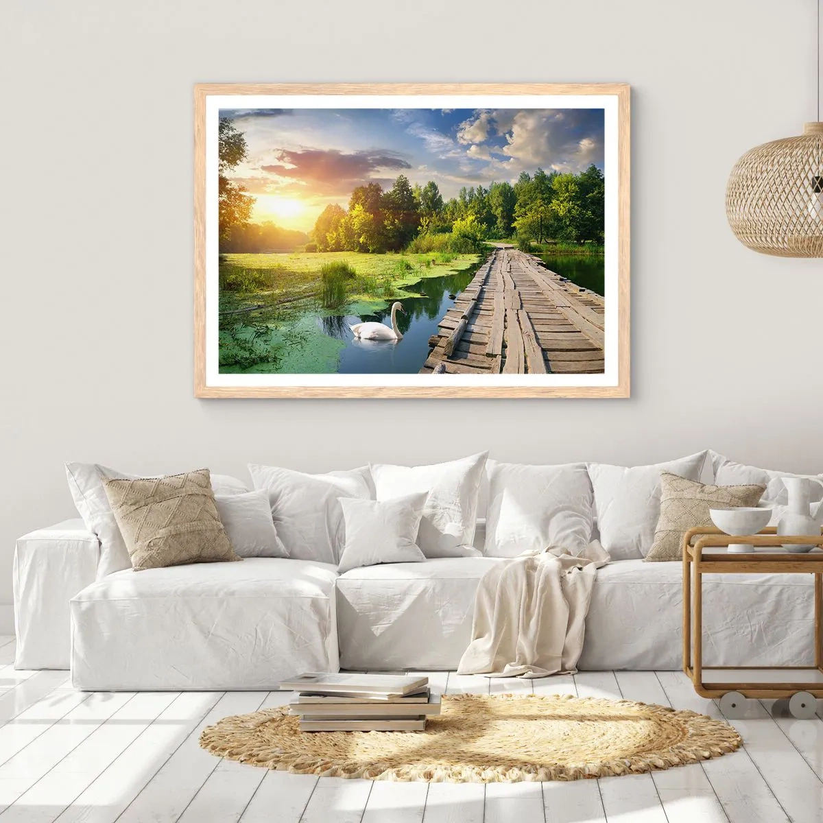 Plakat i ramme af lyst egetræ - Sommer, sommer overalt - 40x30 cm