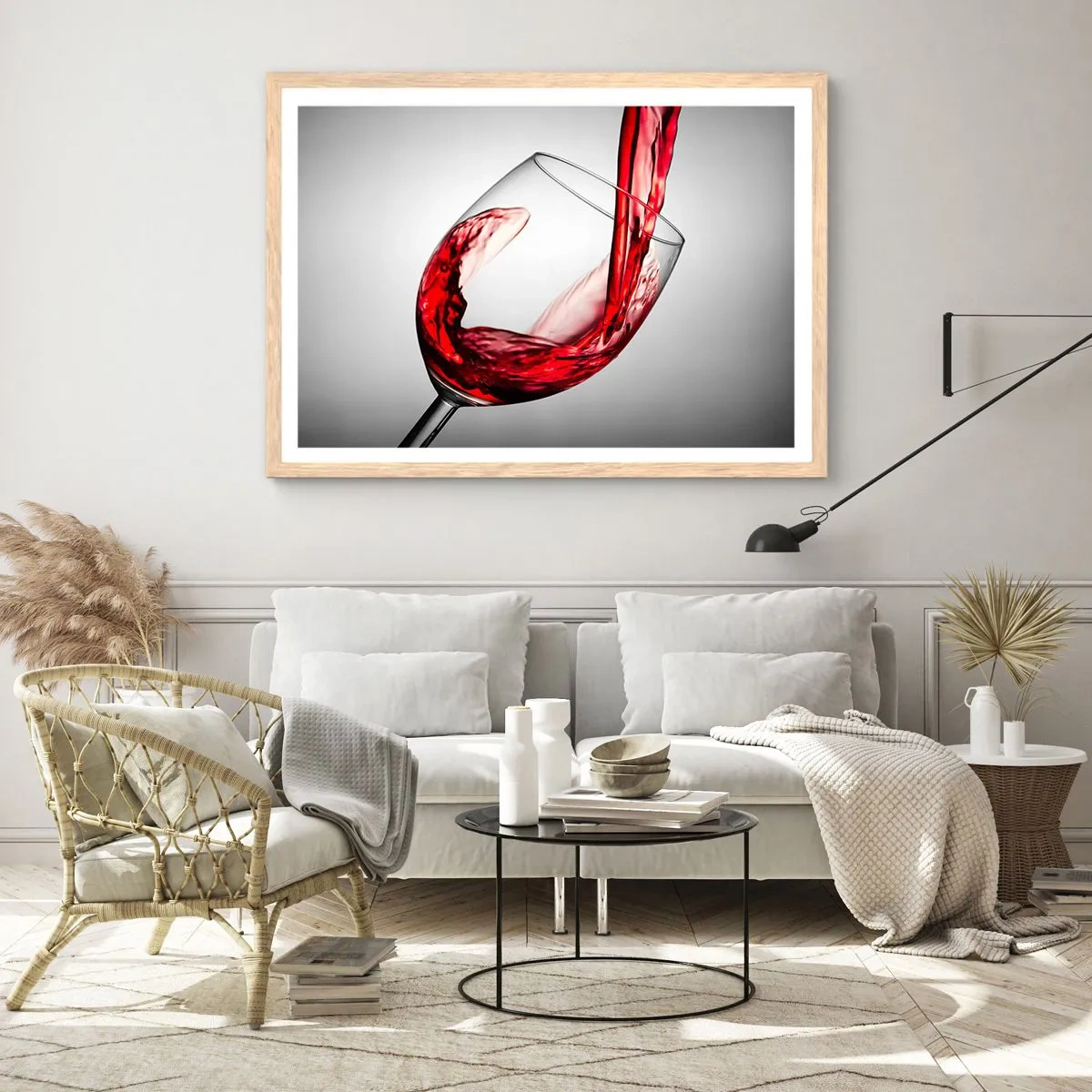 Plakat i ramme af lyst egetræ - Farve - bevægelse - lyd - 100x70 cm