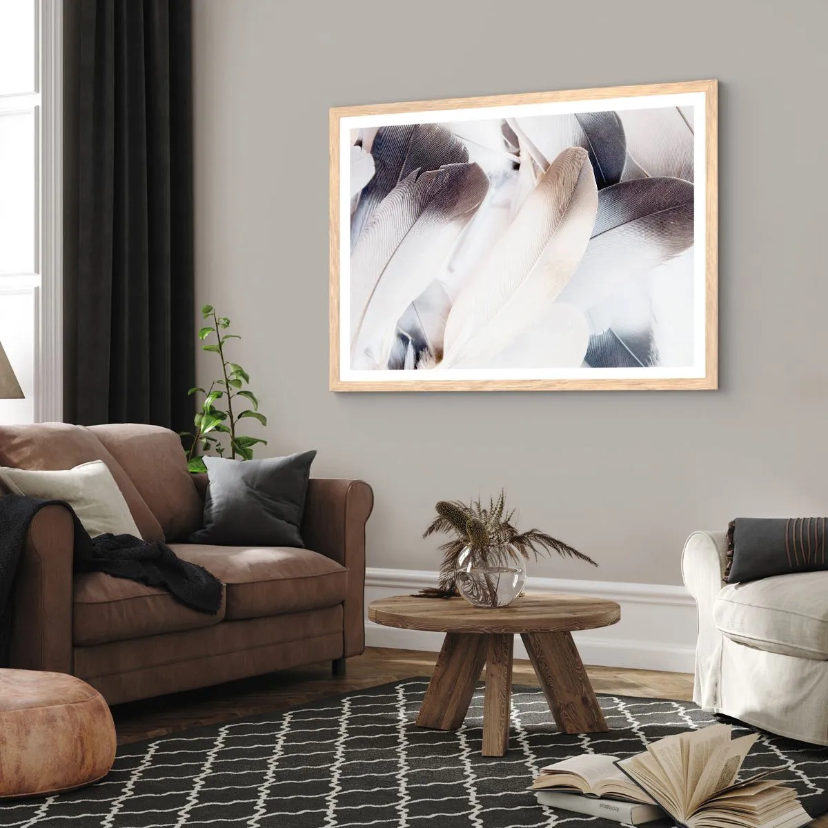 Plakat i ramme af lyst egetræ - Næsten engleagtig - 91x61 cm