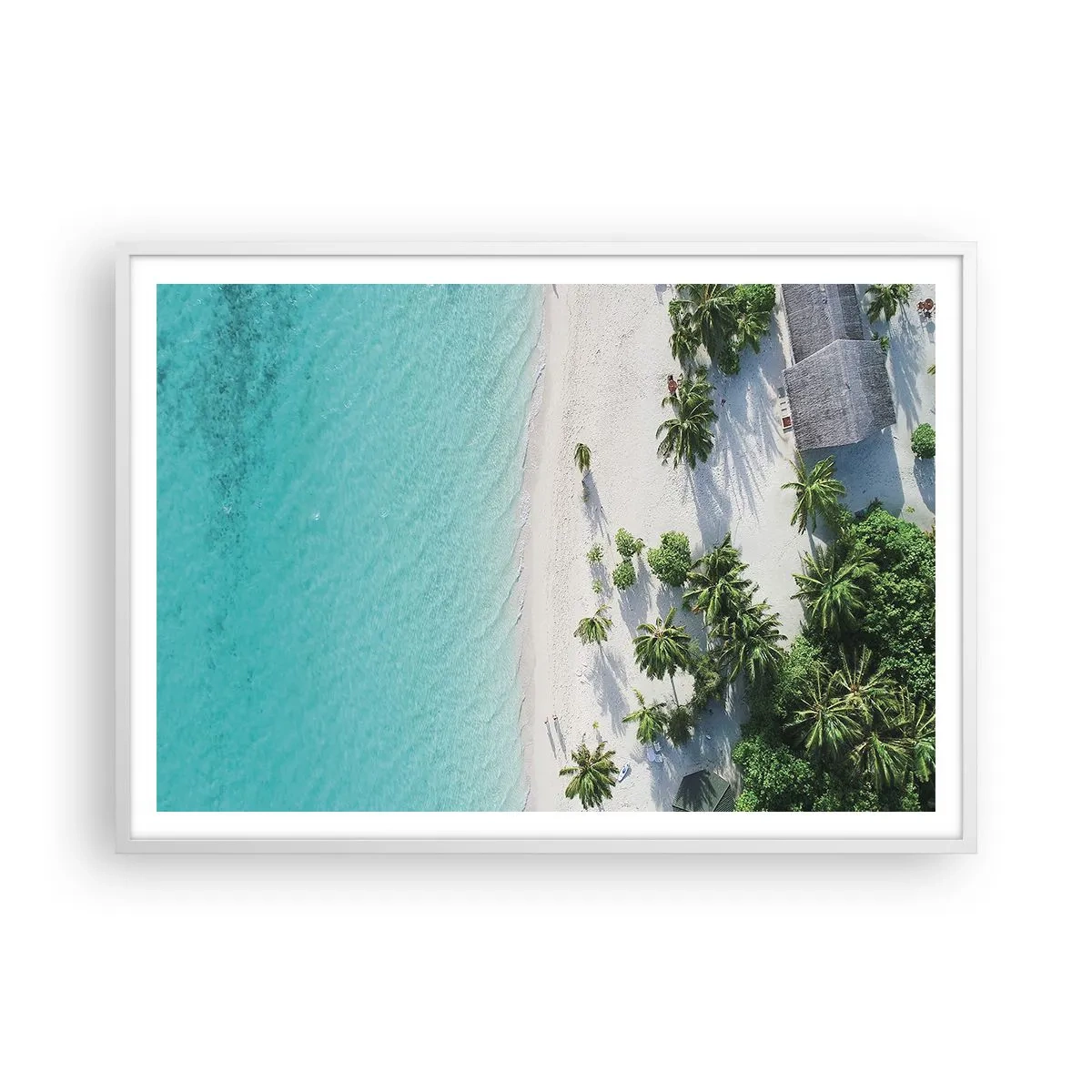 Plakat i hvid ramme - Ferie i paradis - 100x70 cm