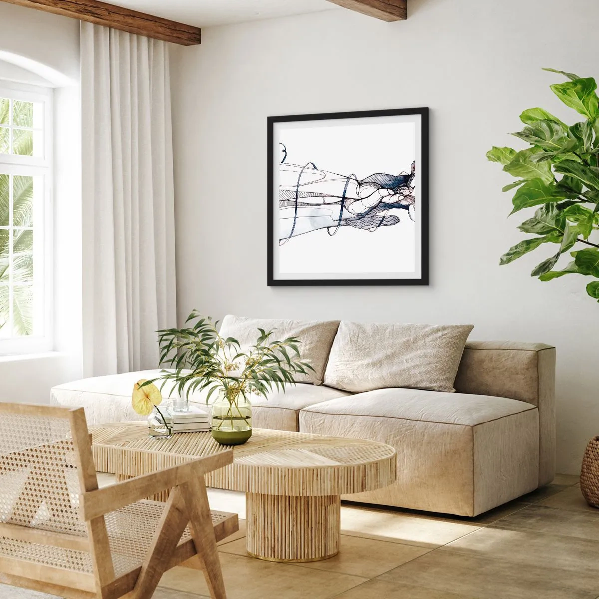 Plakat i sort ramme - En undersøgelse af berøring - 60x60 cm