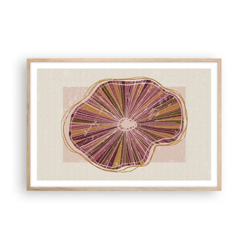 Plakat i ramme af lyst egetræ - Strålende abstraktion - 91x61 cm