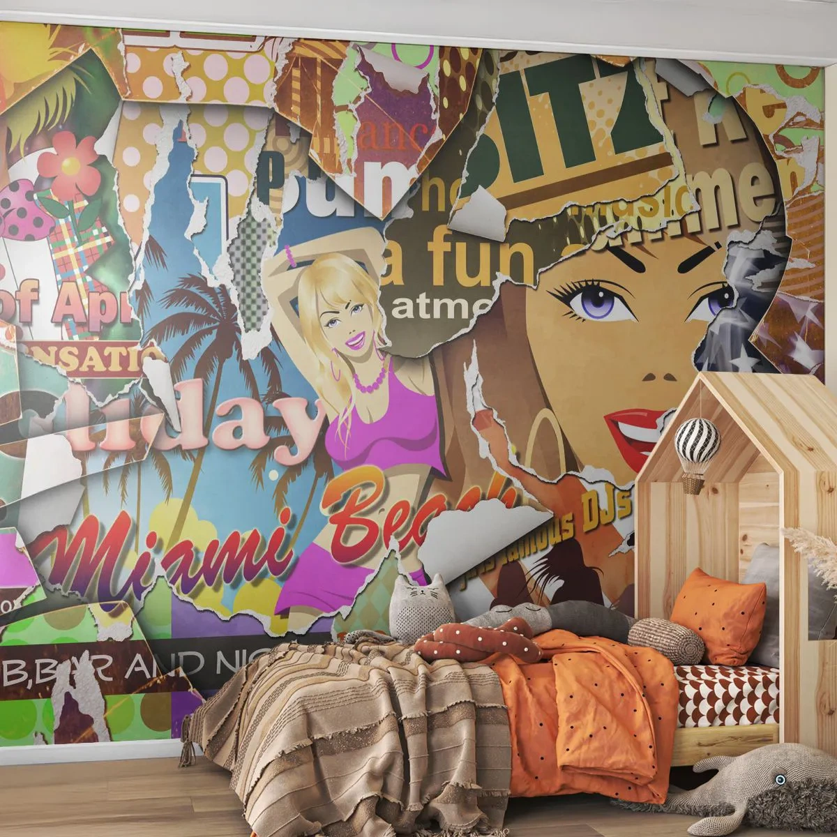 Fototapet Standard Eco - Tilbageblikke på ferien - Graffiti, Vægmaleri, Maleri collage - 400x280 cm