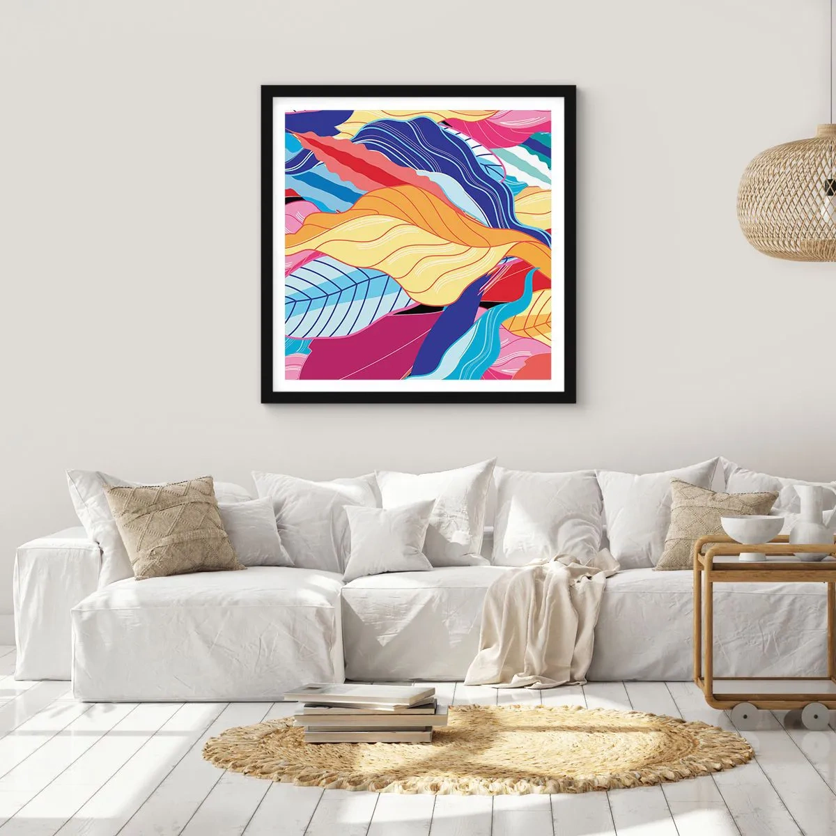 Plakat i sort ramme - Et farverigt rod - 60x60 cm