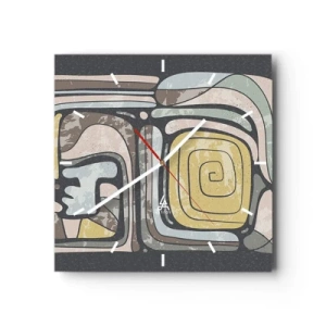 Vægur, Uret - Abstraktion i en præcolumbiansk ånd - 30x30 cm