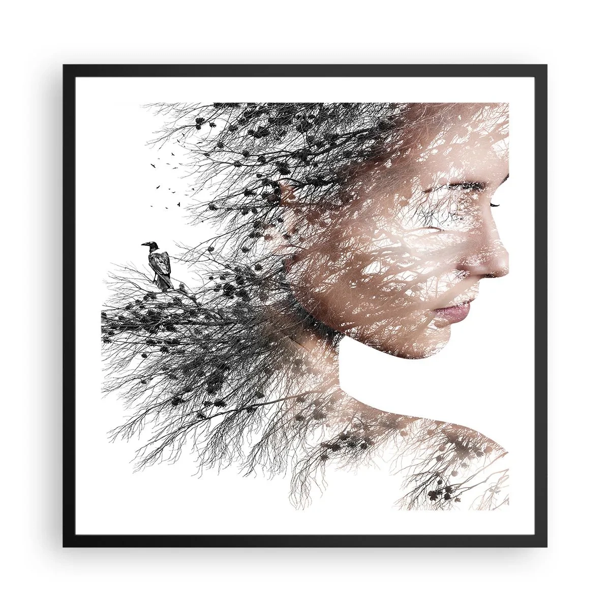 Plakat i sort ramme - Skovens ånd - 60x60 cm