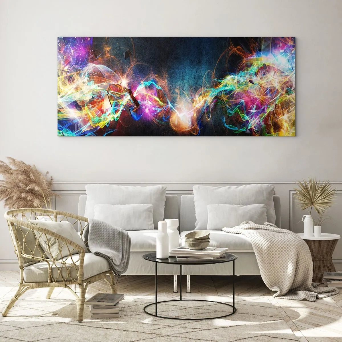Billede på glas - Glædeligt imod mørket - 140x50 cm