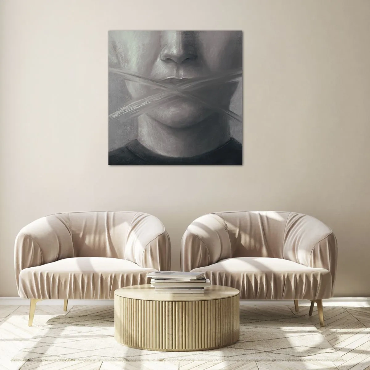 Billede på glas - Ikke et ord - 70x70 cm