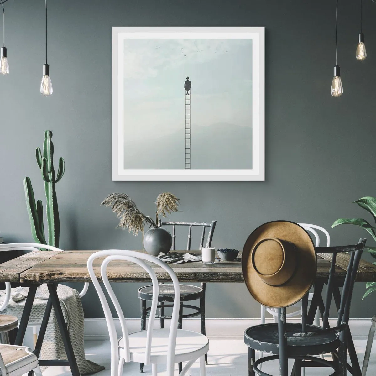 Plakat i hvid ramme - Stig yderligere - 40x40 cm