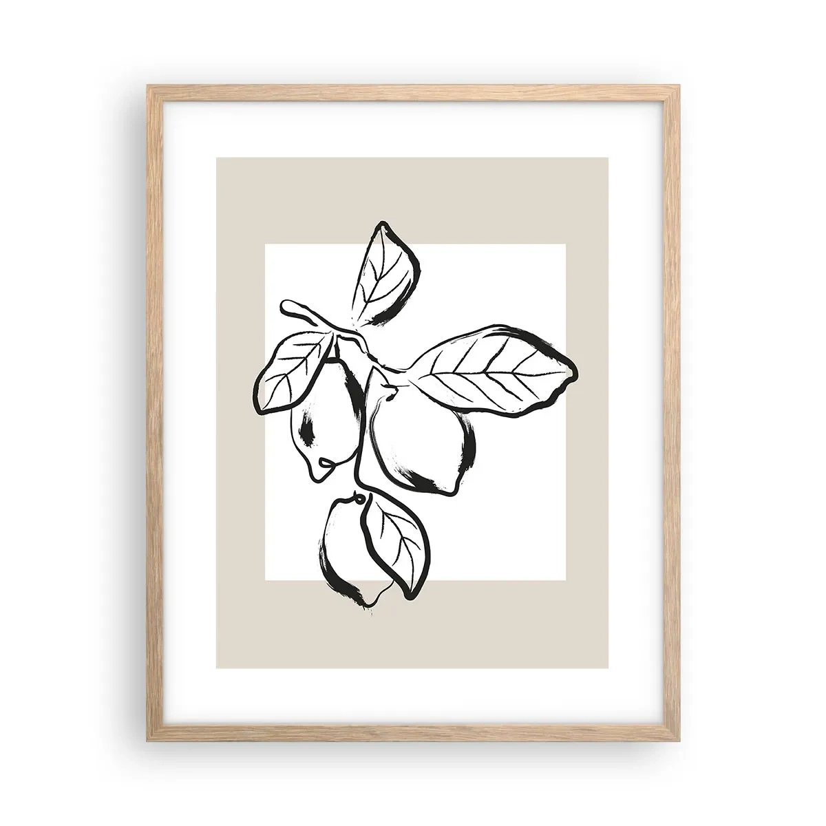 Plakat i ramme af lyst egetræ - Hvor citronen modner... - 40x50 cm