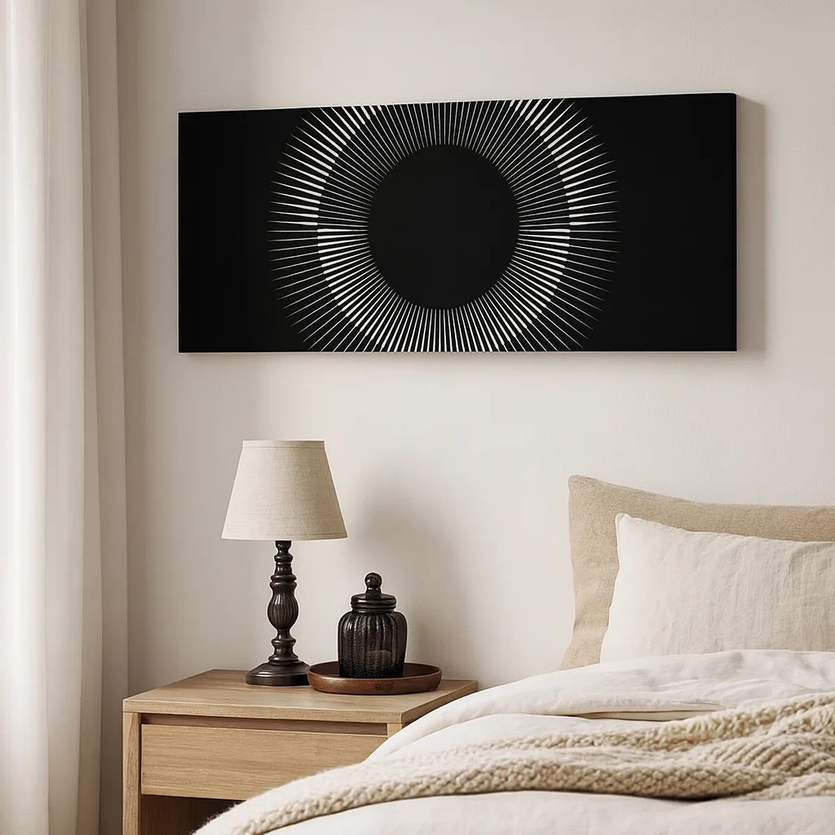 Lærredstryk - Billede på lærred - Sort sol - 30x30 cm