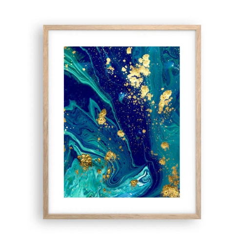 Plakat i ramme af lyst egetræ - Solblade  - 40x50 cm