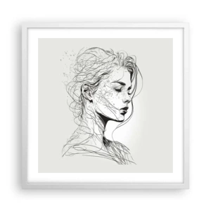 Plakat i hvid ramme - Portræt i drømmeri - 50x50 cm