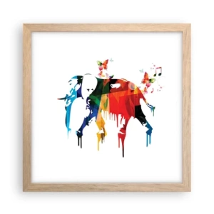 Plakat i ramme af lyst egetræ - Alle kan danse - 30x30 cm