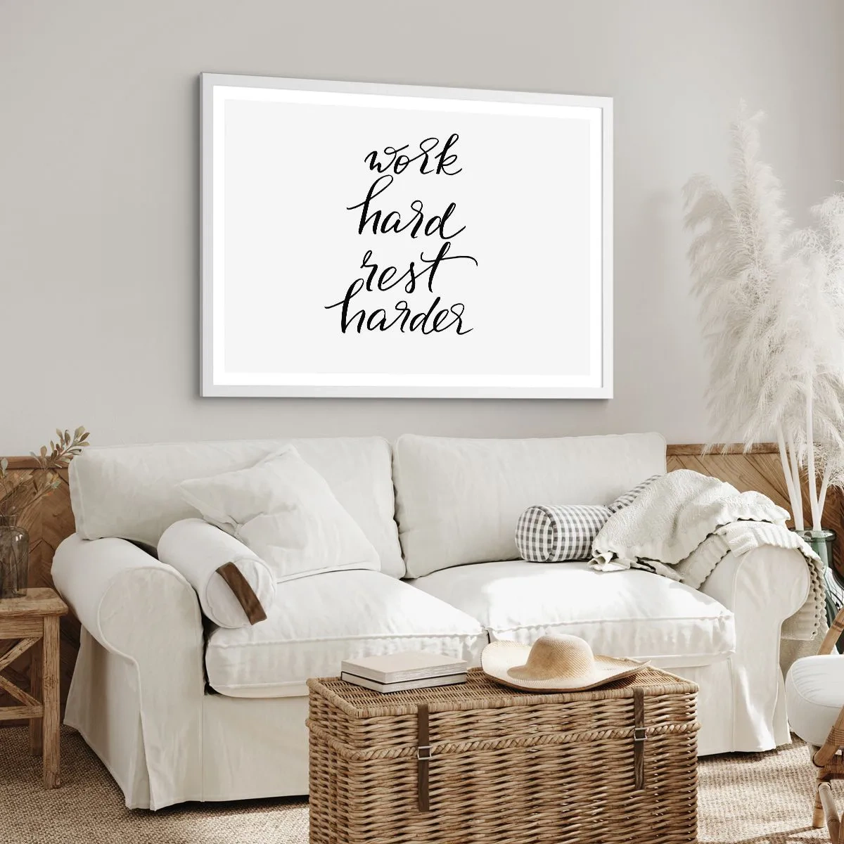 Plakat i hvid ramme - Balance i livet - 100x70 cm