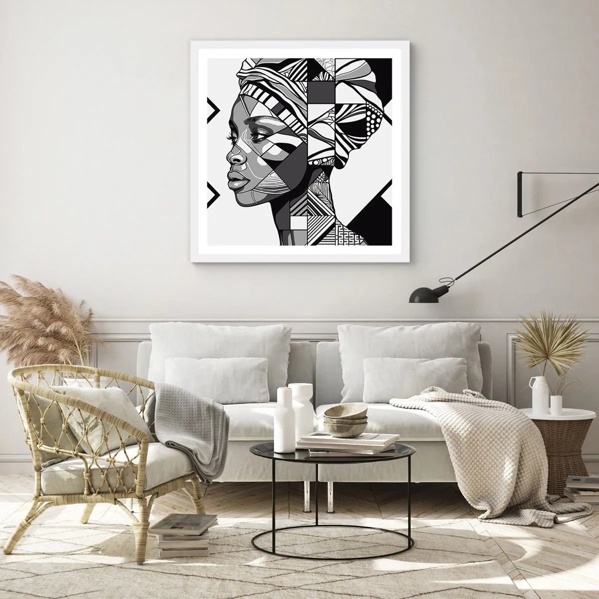 Plakat i hvid ramme - Etnisk portræt - 40x40 cm