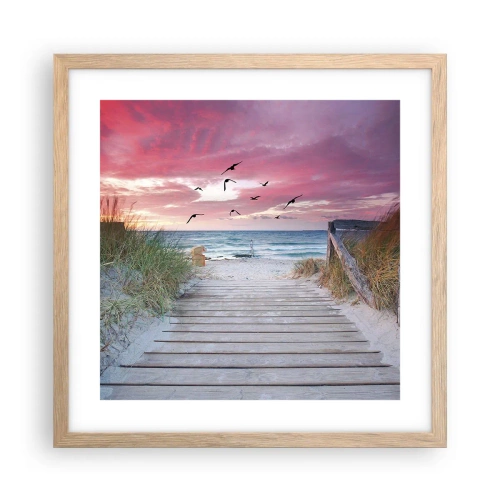 Plakat i ramme af lyst egetræ - Baltisk indtryk - 40x40 cm