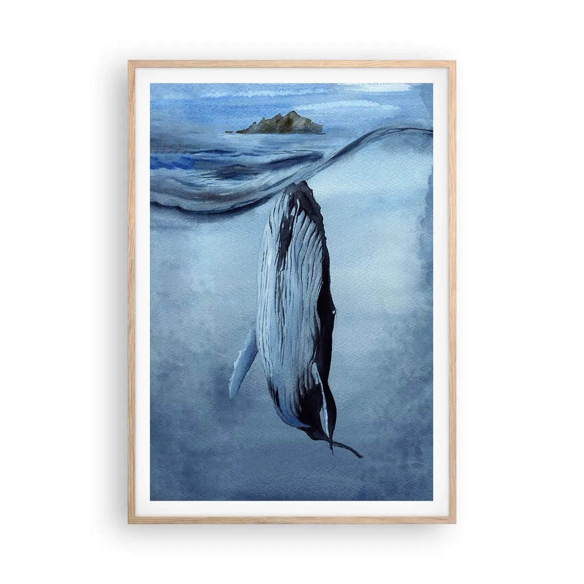 Plakat i ramme af lyst egetræ - To verdener i nord - 70x100 cm