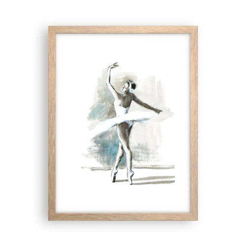 Plakat i ramme af lyst egetræ - Fortryllet til en svane - 30x40 cm