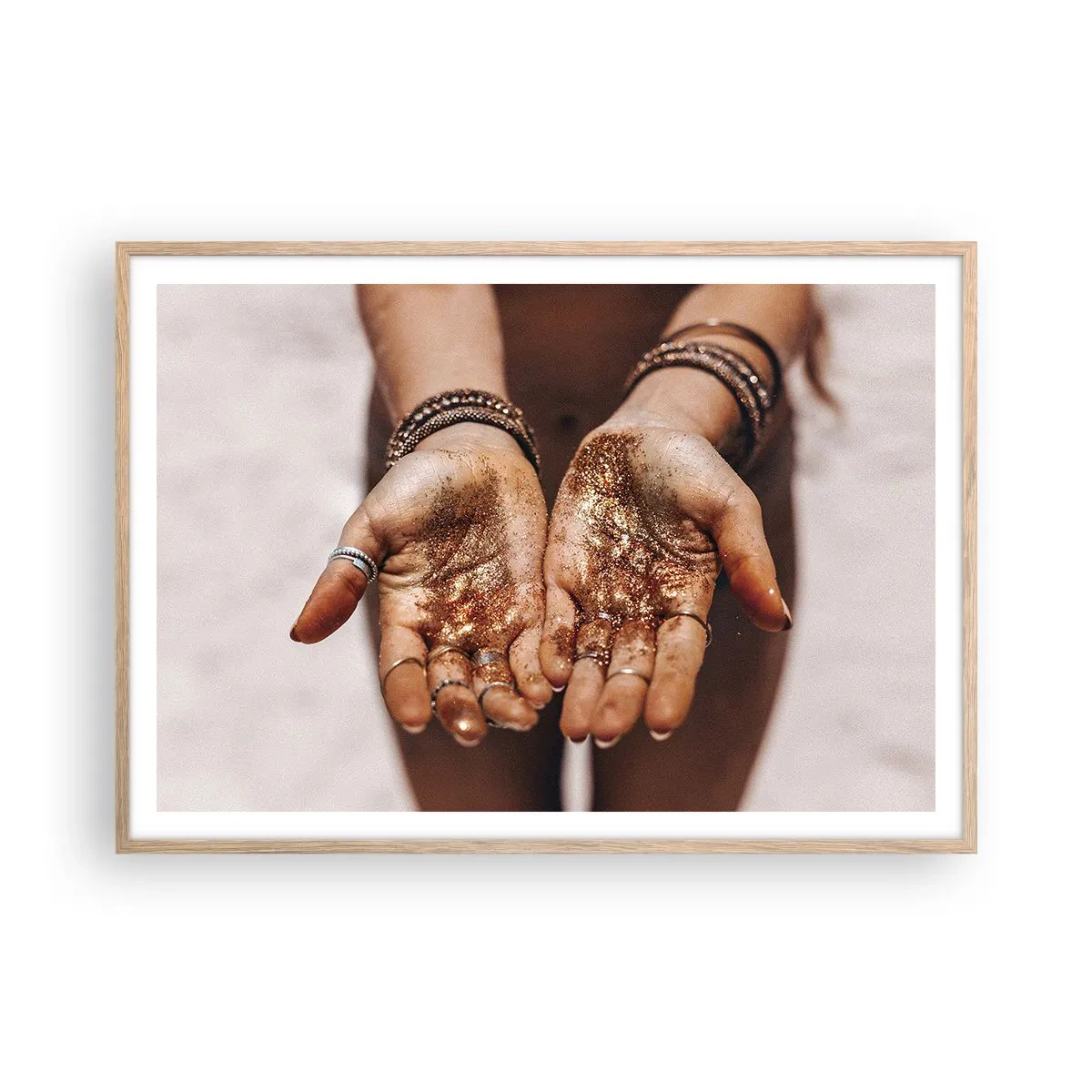 Plakat i ramme af lyst egetræ - En gave til dig - 100x70 cm