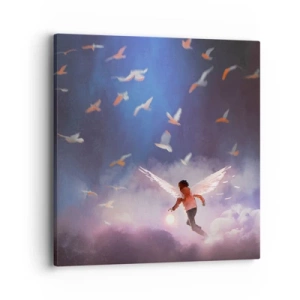 Lærredstryk - Billede på lærred - Det kræver fantasi og mod - 40x40 cm