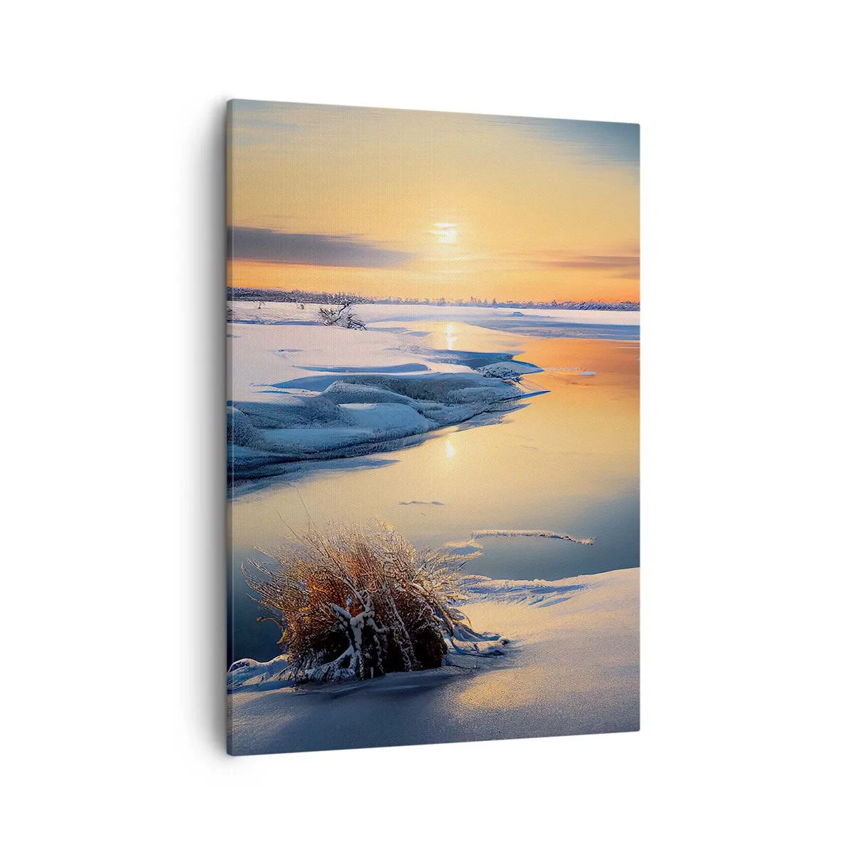 Lærredstryk - Billede på lærred - Vintersolnedgang - 50x70 cm