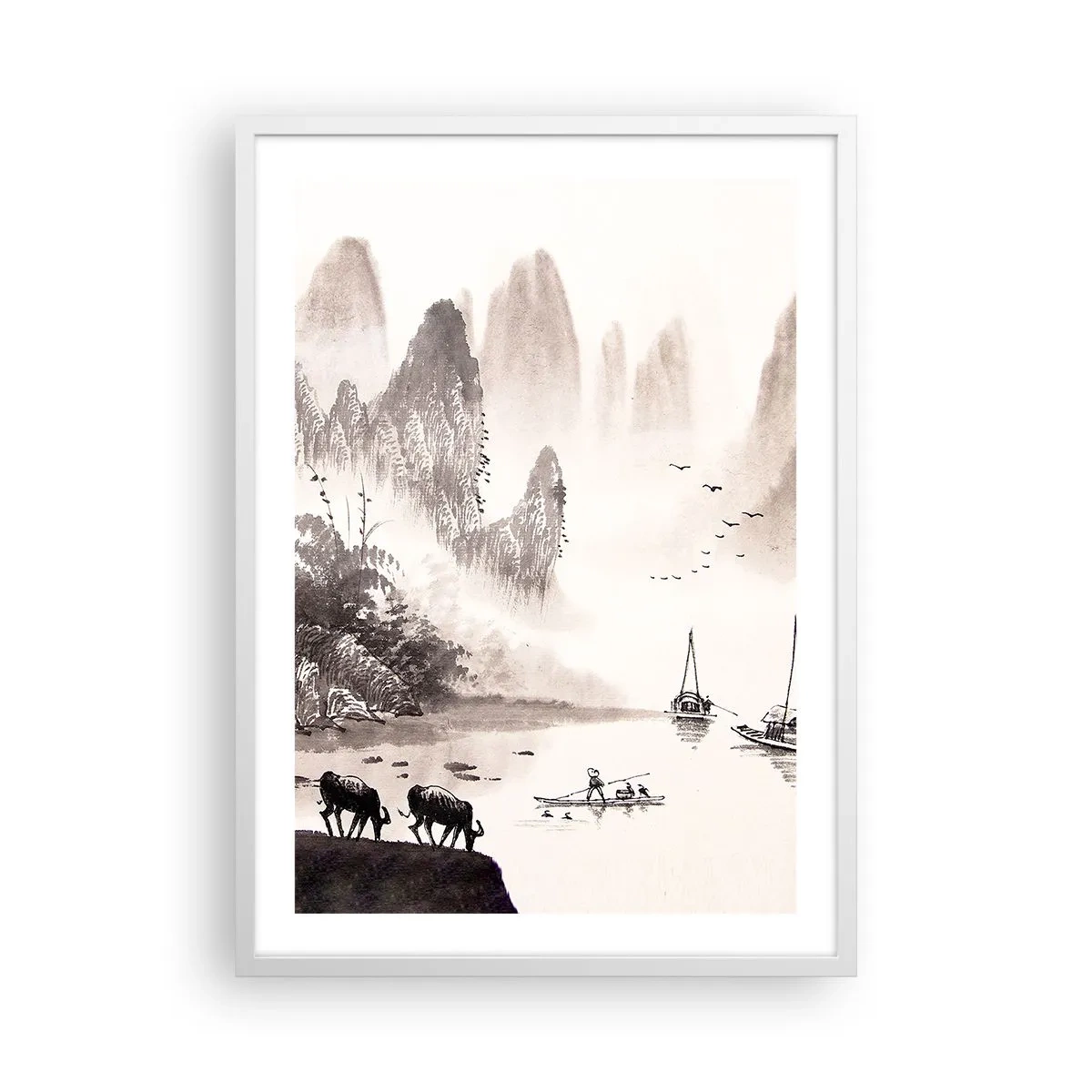 Plakat i hvid ramme - Østens eksotiske hverdag - 50x70 cm